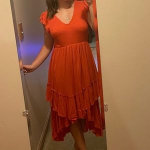 Orange high-low dress